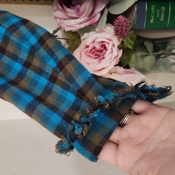 One 24 Rags Flannel Button Down Plaid Shirt Small Raw Hem Oversized Fall - Picture 9 of 12